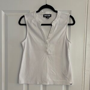 DKNY White Sleeveless Blouse